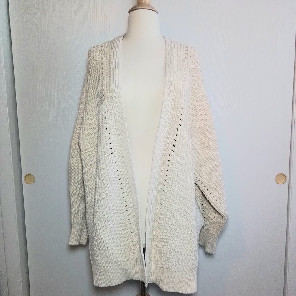 Free People Dare to Dream Cardigan Sweater Oversized Longline Cream M - Picture 3 of 7